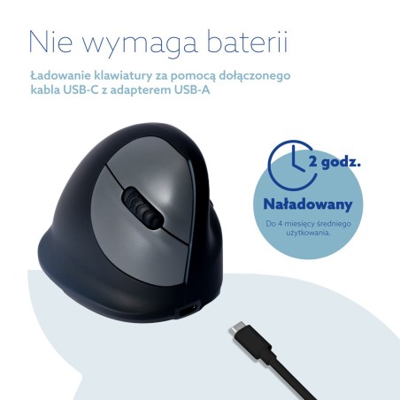 Ergonomiczna Mysz R-Go Maus He Ergonomisch Rechts Bluetooth Mittel Schwarz/Sil Retail