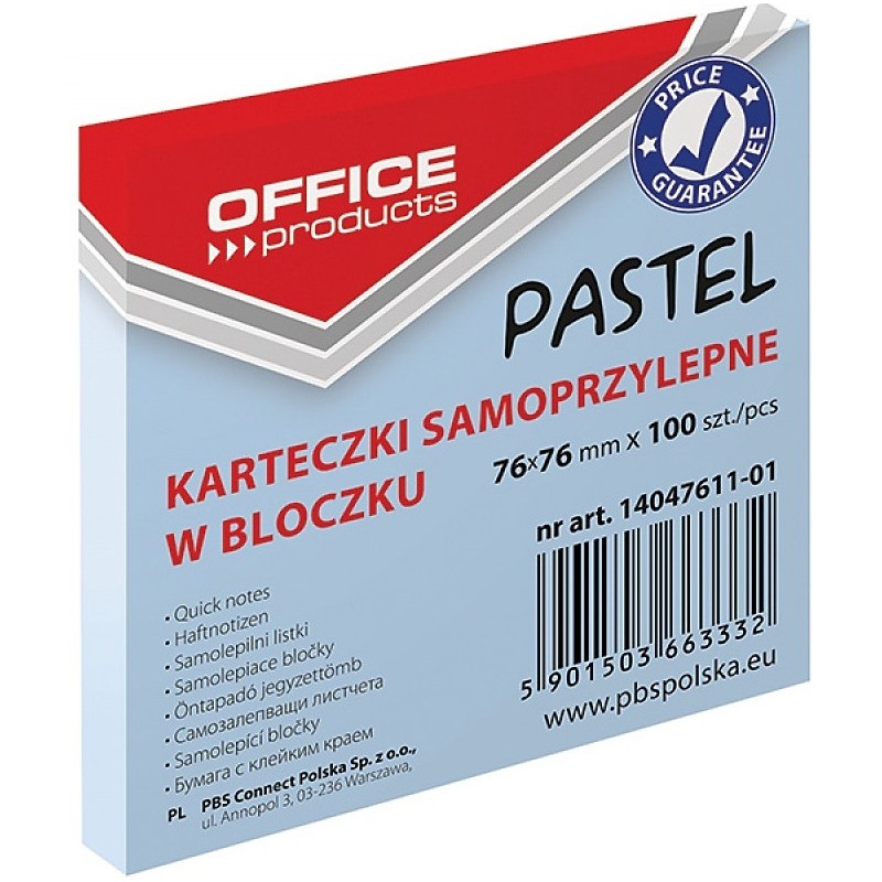 Karteczki Donau 76X76Mm Pastel Niebieskie (100)