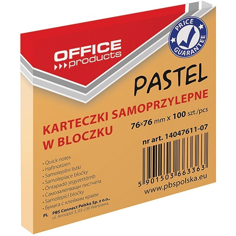 Karteczki Donau 76X76Mm Pastel Pomarańczowe (100)