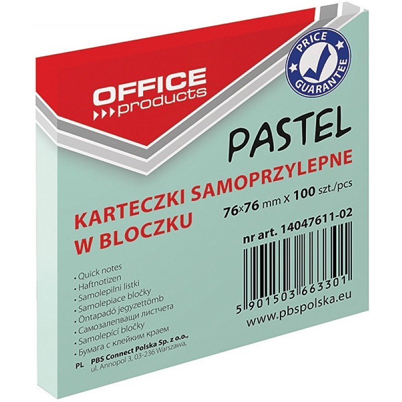 Karteczki Donau 76X76Mm Pastel Zielone (100)