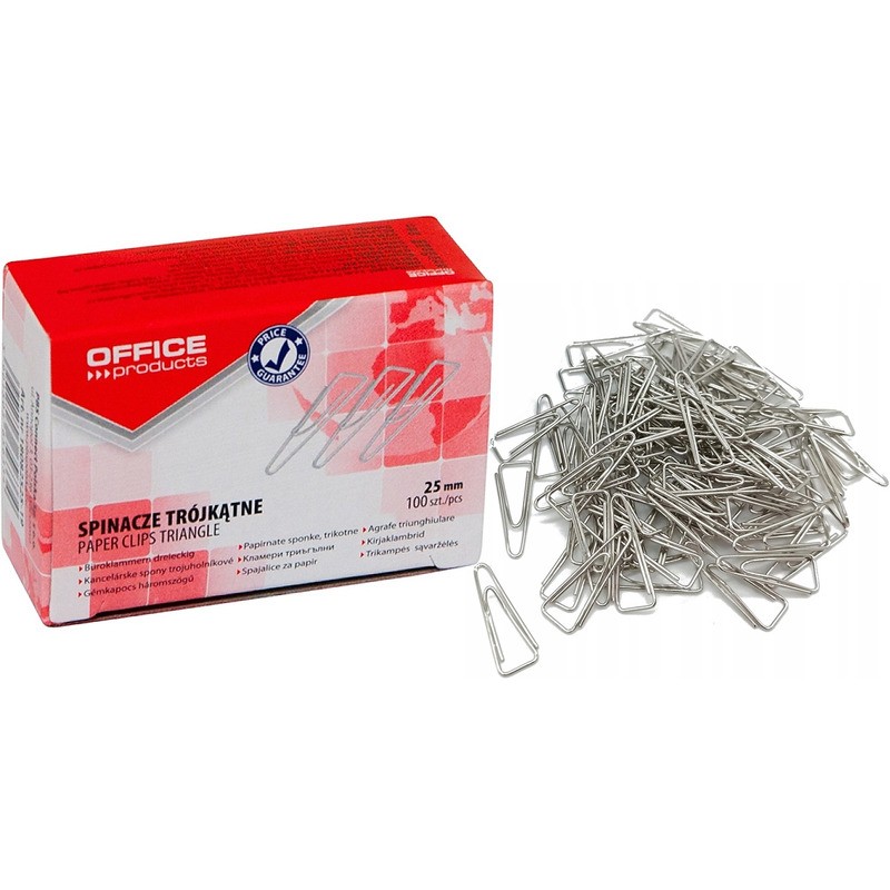 Spinacze Trójkštne Office Products, 25Mm, 100Szt.,
