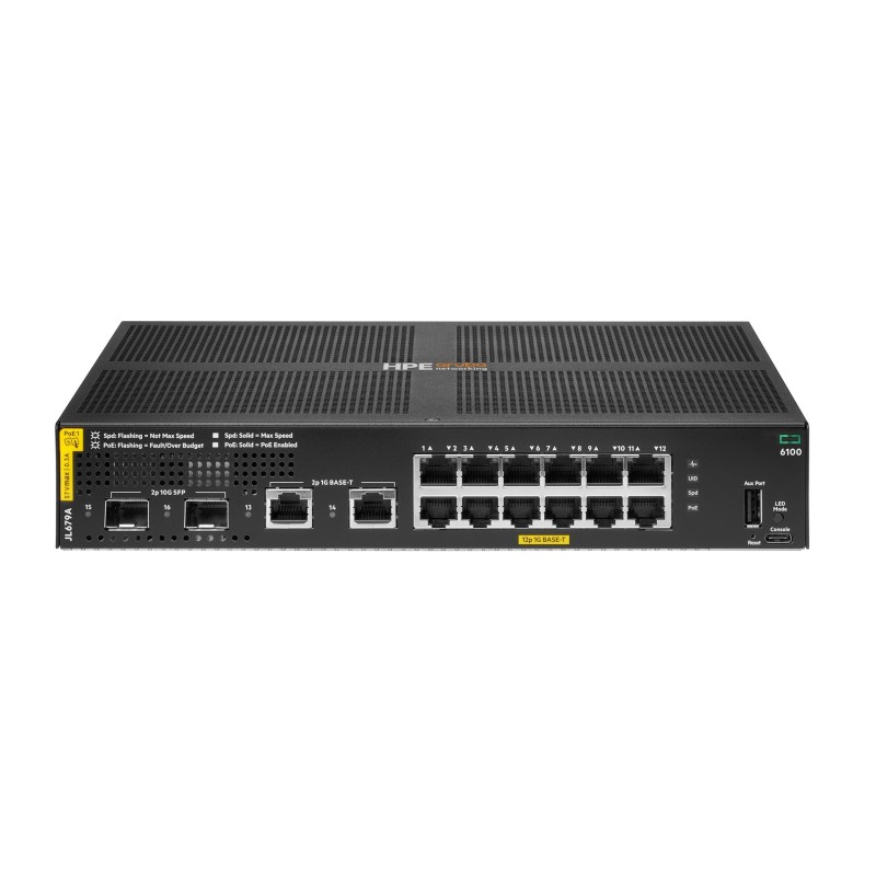 Hpe Aruba 6100 Managed 12G 2Sfp+ Poe+ 139W Switch