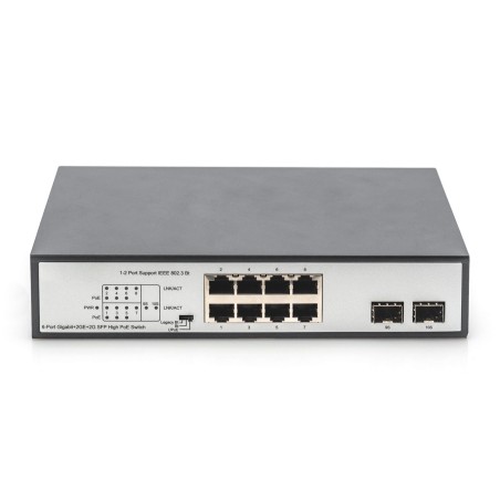 Digitus Przełącznik Sieciowy Niezarządzalny Desktop 8X Rj45 Gb/S (W Tym 6Xpoe)+ 2X Sfp, Poe++ Max Budżet 180W