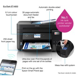Epson Ecotank Et-4850 Atramentowa A4 4800 X 1200 Dpi 33 Stron/Min Wi-Fi