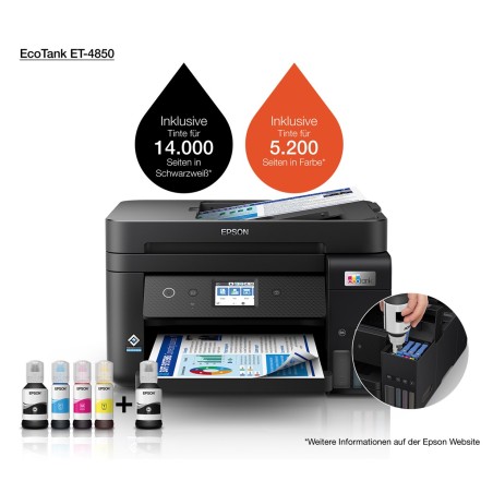 Epson Ecotank Et-4850 Atramentowa A4 4800 X 1200 Dpi 33 Stron/Min Wi-Fi