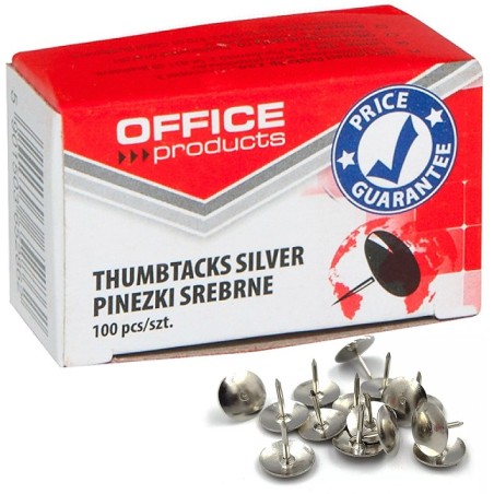 Pinezki Klasyczne Office Products, 100Szt., Srebrn