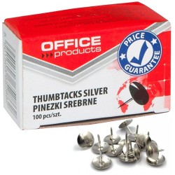 Pinezki Klasyczne Office Products, 100Szt., Srebrn