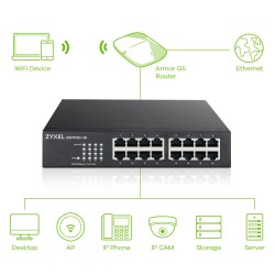 Switch Zyxel Gs1100-16 16P Unmanaged Gigabit
