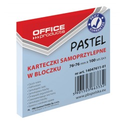 Bloczek Samoprzylepny , 76X76Mm, 1X100 Kart., Pastel, Niebieski, Typu Office Products 14047611-01