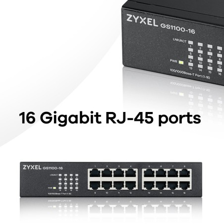 Switch Zyxel Gs1100-16 16P Unmanaged Gigabit