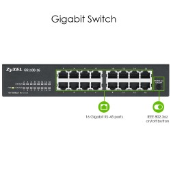 Switch Zyxel Gs1100-16 16P Unmanaged Gigabit