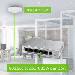 Switch Zyxel Gs1005-Hp 5P Poe (Poe+: 4) 60W Unmanaged Gigabit