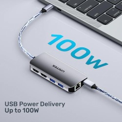 Unitek Aktywny Hub Usb-C 2X Hdmi, Czytnik Sd, 4K, Rj-45, Pd 100W, 5 Gbps