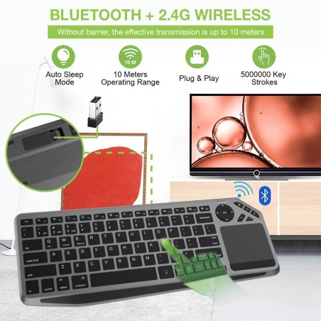 Techly Bezprzewodowa Klawiatura Dualna Bt/Rf Touch