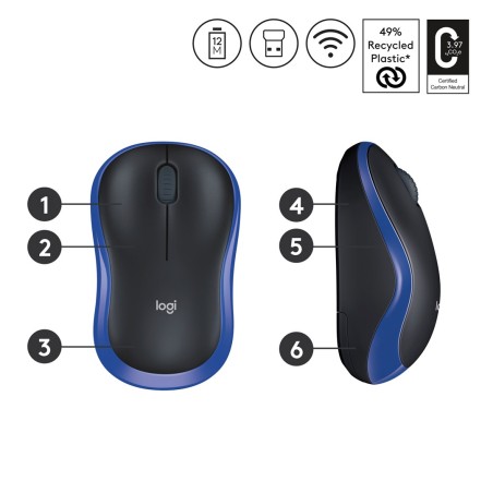 Mysz Bezprzewodowa Logitech M185 910-002236 (Optyczna  1000 Dpi  Kolor Niebieski)