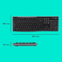 Klawiatura Membranowa Logitech Mk270 920-004508 (Usb (Radio 2.4 Ghz)  Kolor Czarny)