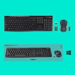 Klawiatura Membranowa Logitech Mk270 920-004508 (Usb (Radio 2.4 Ghz)  Kolor Czarny)
