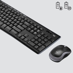 Klawiatura Membranowa Logitech Mk270 920-004508 (Usb (Radio 2.4 Ghz)  Kolor Czarny)