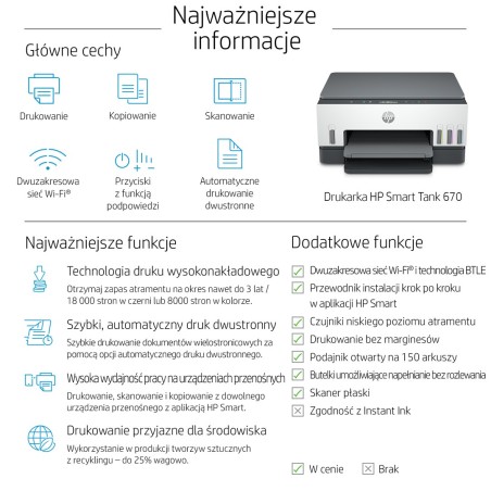 Urządzenie Wielofunkcyjne Hp Smart Tank 670 6Uu48A