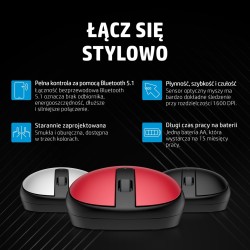 Mysz Hp 240 Empire Red Bluetooth Mouse Bezprzewodowa Czerwono-Czarna 43N05Aa