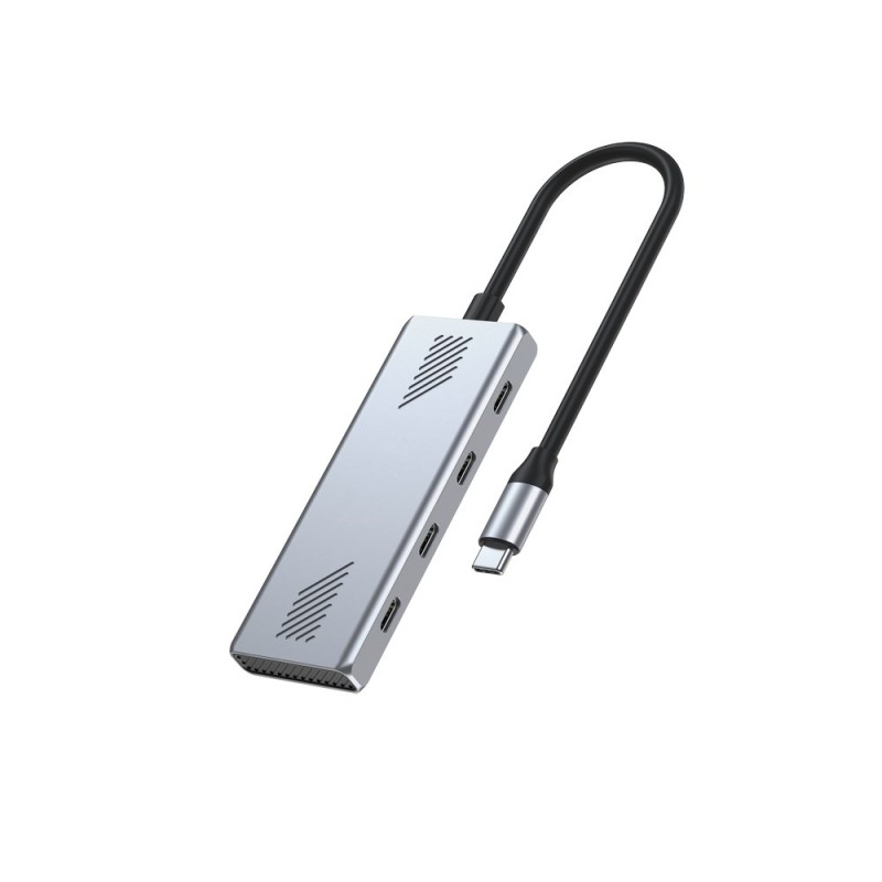 Gembird 4-Portowy Hub Usb-C 3.2 (Gen 2) Typu C Szary