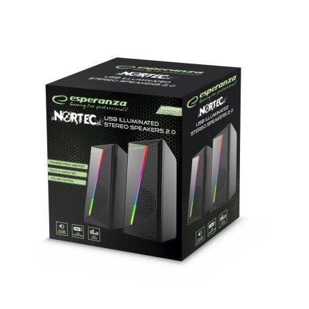 Esperanza Głośniki 2.0 Usb Led Rainbow Nortec Egs106