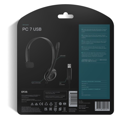 Słuchawki Nauszne Przewodowe Epos Pc7 Usb-A Mono