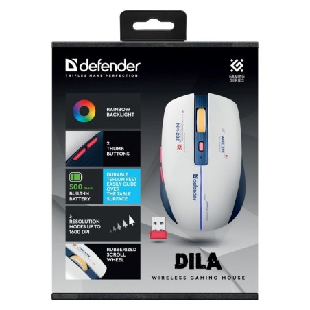 Defender Mysz Bezprzewodowa Dila Mm-282 Rf 1800Dpi 6P Akumulatorowa 52282
