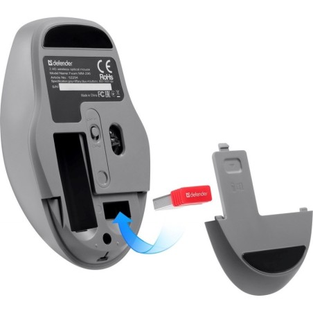 Defender Mysz Bezprzewodowa Feam Mm-296 Rf Silent Click Mietowa 52294