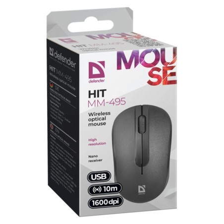 Defender Mysz Bezprzewodowa Hit Mm-495 Rf Optic Czarna 1600Dpi 3P 52495