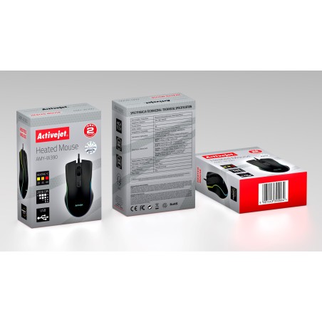 Podgrzewana Mysz Przewodowa Activejet Usb Amy-W390  30°C / 35°C / 40°C