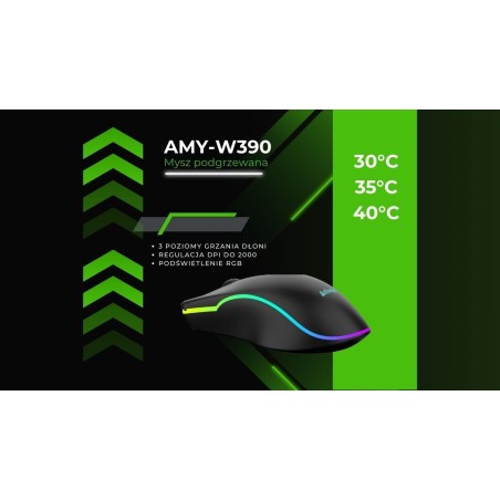 Podgrzewana Mysz Przewodowa Activejet Usb Amy-W390  30°C / 35°C / 40°C