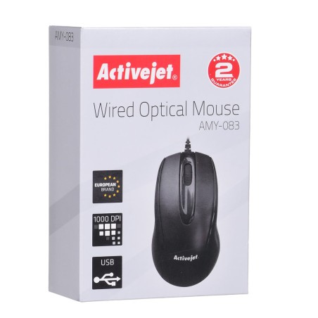 Activejet Amy-083 Mysz Przewodowa Usb (Optyczna  1000 Dpi  Czarna)
