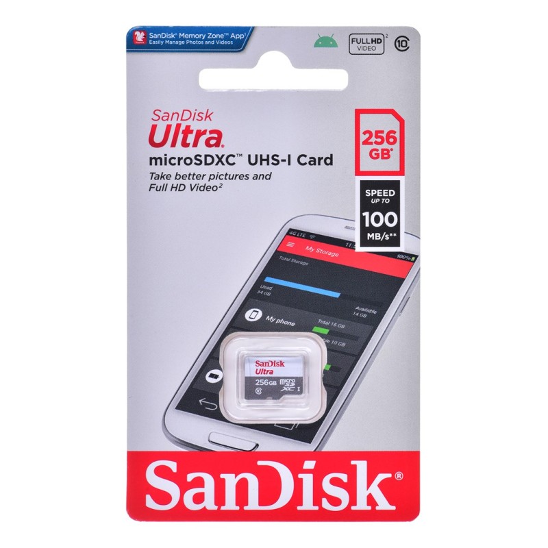 Sandisk Ultra Microsdxc 256Gb 100Mb/S A1 Cl10 Uhs-I