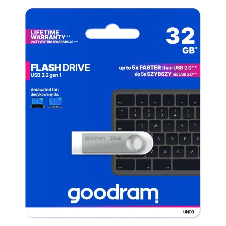 Goodram Flashdrive 32Gb Uno3 Silver Usb 3.2 Gen 1