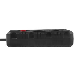 Maclean Listwa Zasilająca, Przedłużacz 4 Gniazda + 3Xusb, 110-240V Ac 50/60Hz, 2.1A Max 2500W, 3M, Czarna, Mce393 B