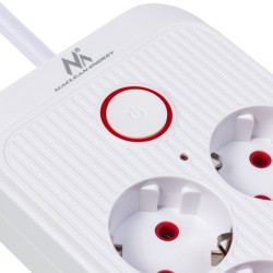 Maclean Listwa Zasilająca, Przedłużacz 6 Gniazd + 4Xusb, 110-240V Ac 50/60Hz, 2.1A Max 2500W, 1,5 M, Biała Mce389 W