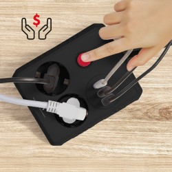 Maclean Listwa Zasilająca, Przedłużacz 2 Gniazda + 3Xusb, 110-240V Ac 50/60Hz, 2.1A Max 2500W, 1.5M, Czarna Mce387 B