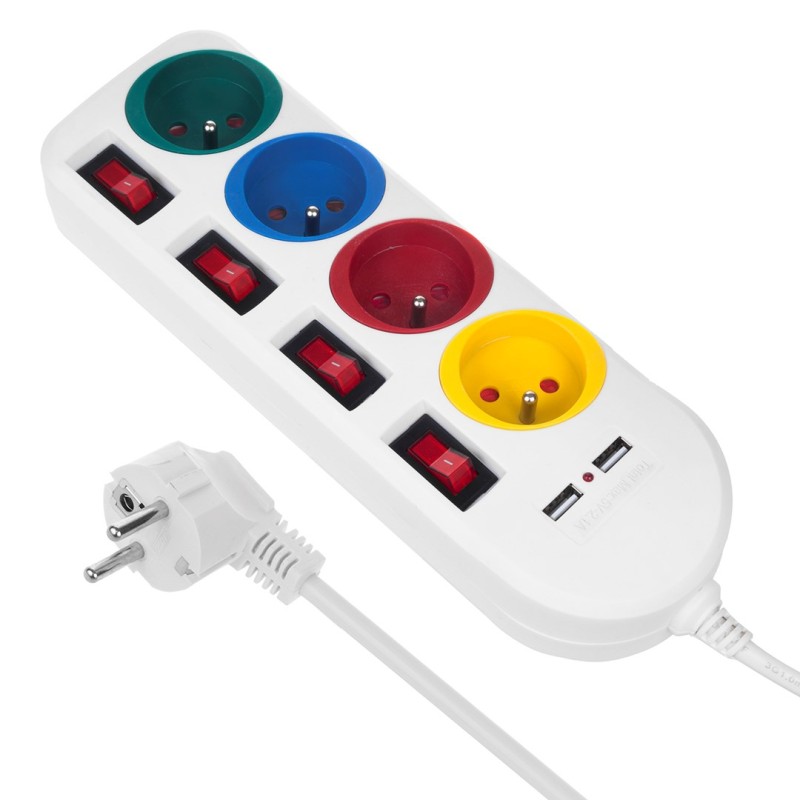 Maclean Listwa Zasilająca 4 Gniazda 2Xusb Mce229W