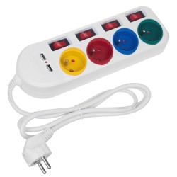 Maclean Listwa Zasilająca 4 Gniazda 2Xusb Mce229W
