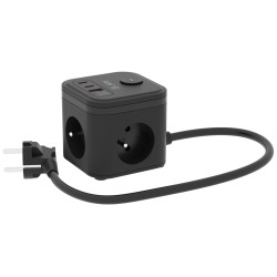 Kerg Smart – Kostka Zasilająca 3-Gniazdowa + Szybka Ładowarka Usb-A+Usb-C 1,5M 3×1,5Mm2 H05Vv-F 16A/250V~