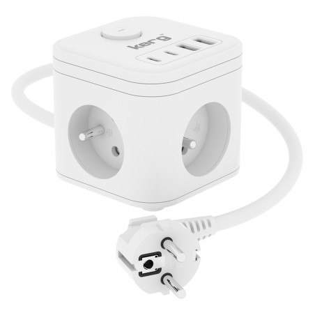 Kerg Smart – Kostka Zasilająca 3-Gniazdowa + Ładowarka Usb-A+Usb-C 1,5M 3×1,5Mm2 H05Vv-F 16A/250V~