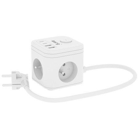 Kerg Smart – Kostka Zasilająca 3-Gniazdowa + Ładowarka Usb-A+Usb-C 1,5M 3×1,5Mm2 H05Vv-F 16A/250V~