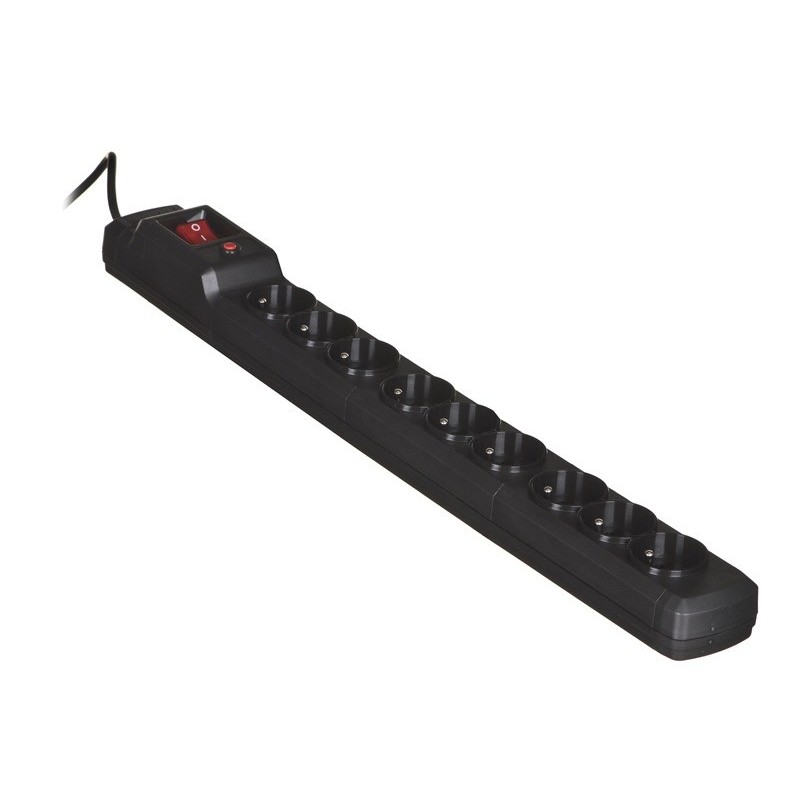 Listwa Przeciwprzepięciowa Activejet Combo 9Gn/3M/Cz (10A  2300W) 3M  Kolor Czarny