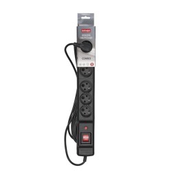 Listwa Przeciwprzepięciowa Activejet Combo 6Gn/5M/Cz (10A  2300W) 5M  Kolor Czarny