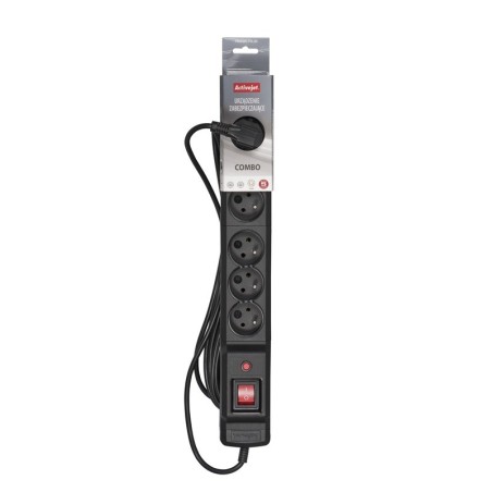 Listwa Przeciwprzepięciowa Activejet Combo 6Gn/3M/Cz (10A  2300W) 3M  Kolor Czarny