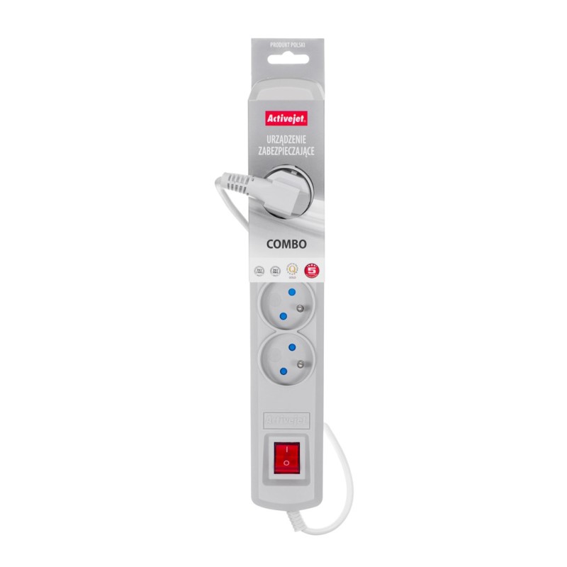 Listwa Przeciwprzepięciowa Activejet 5Gn/1,5M/Cz (10A  2300W) 1,5M  Kolor Szary