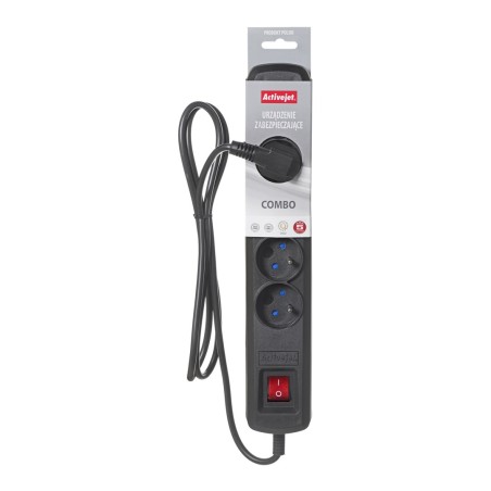 Listwa Przeciwprzepięciowa Activejet 5Gn/5M/Cz (10A  2300W) 5M  Kolor Czarny
