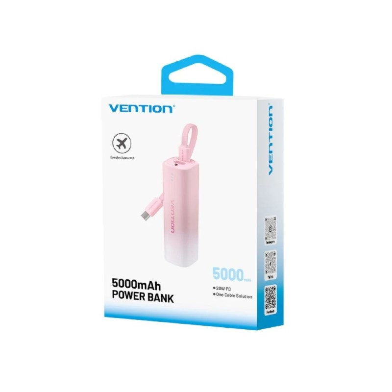 Powerbank Vention 20W Pd Usb-C Lightning 5000 Mah Różowyi Gradient
