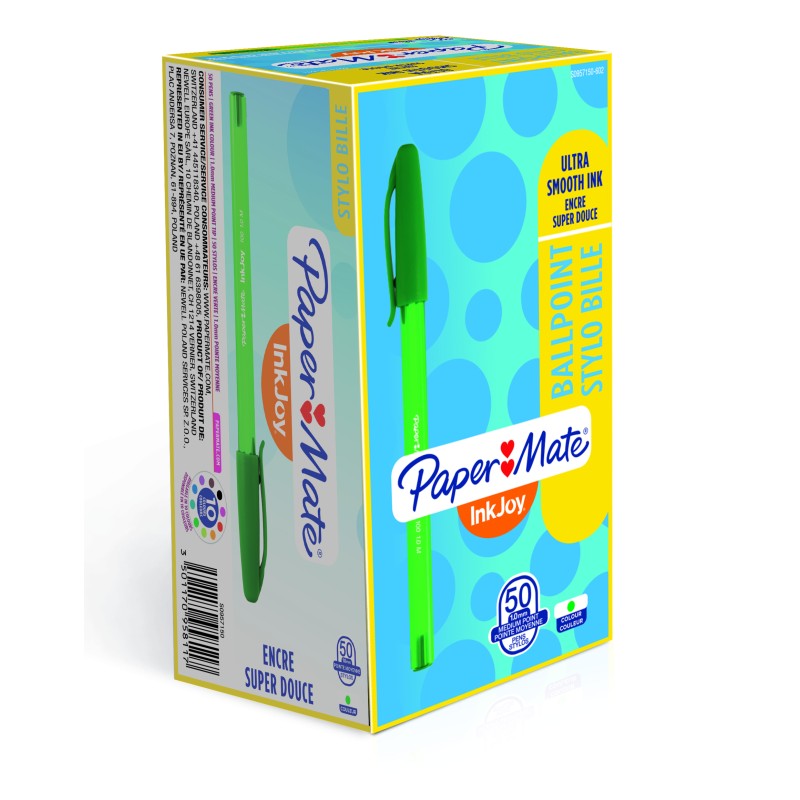 Długopis Ze Skuwką Inkjoy 100 Cap M Zielony Paper Mate S0957150